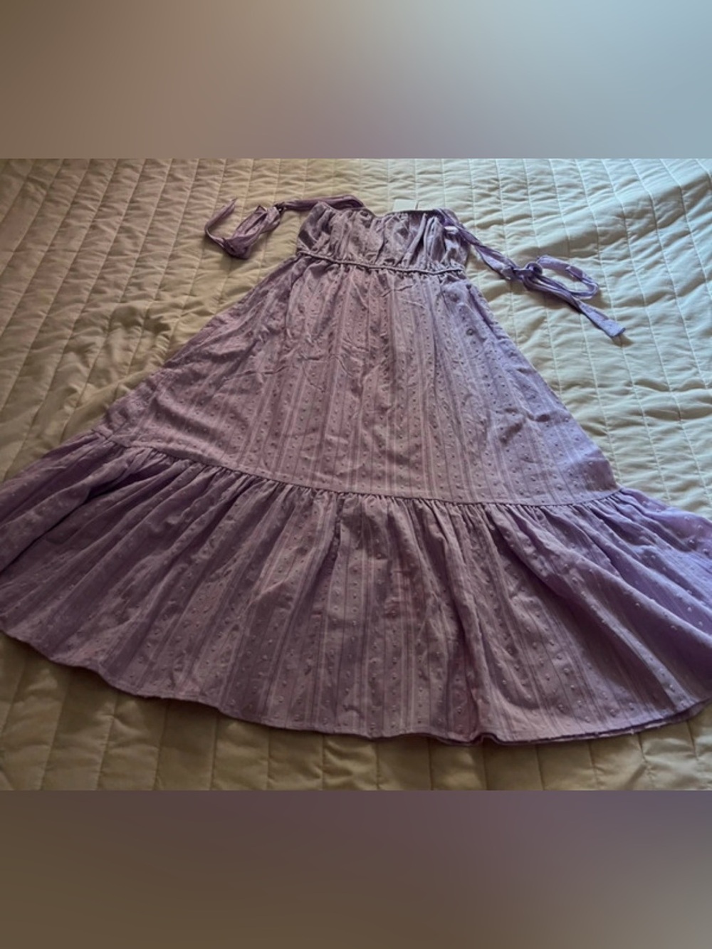 NWT Aqua Lavender Eyelet Tie-Shoulder Maxi Dress